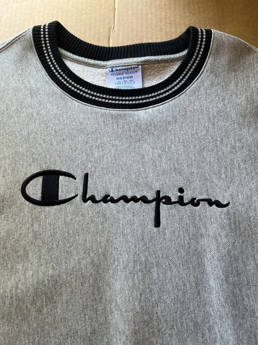 Vintage Champion Reverse Weave Sweatshirt Mens M Gray. Great Fit. Soft Embroider - thriftgoblin