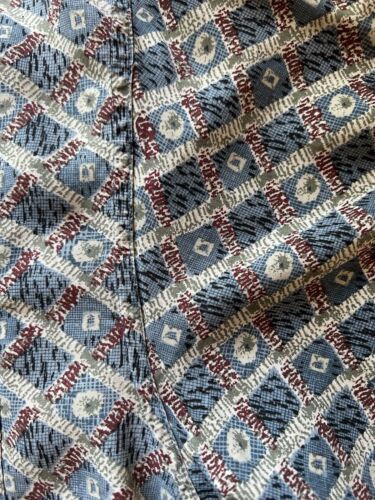 Vintage Chiamare SILK Shirt Mens Medium Blue Diamond Geometric SHORT SLEEVE Thin - thriftgoblin
