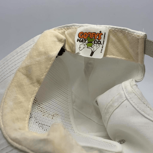 Vintage Disney Crew Signature White Leather Buckle Hat - thriftgoblin