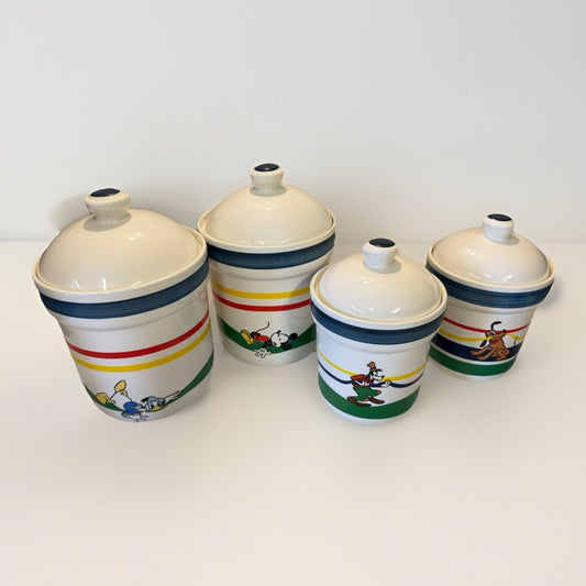 Vintage Disney Treasure Craft “Stars & Stripes” 4‑Piece Canister Set Mickey & Co - thriftgoblin