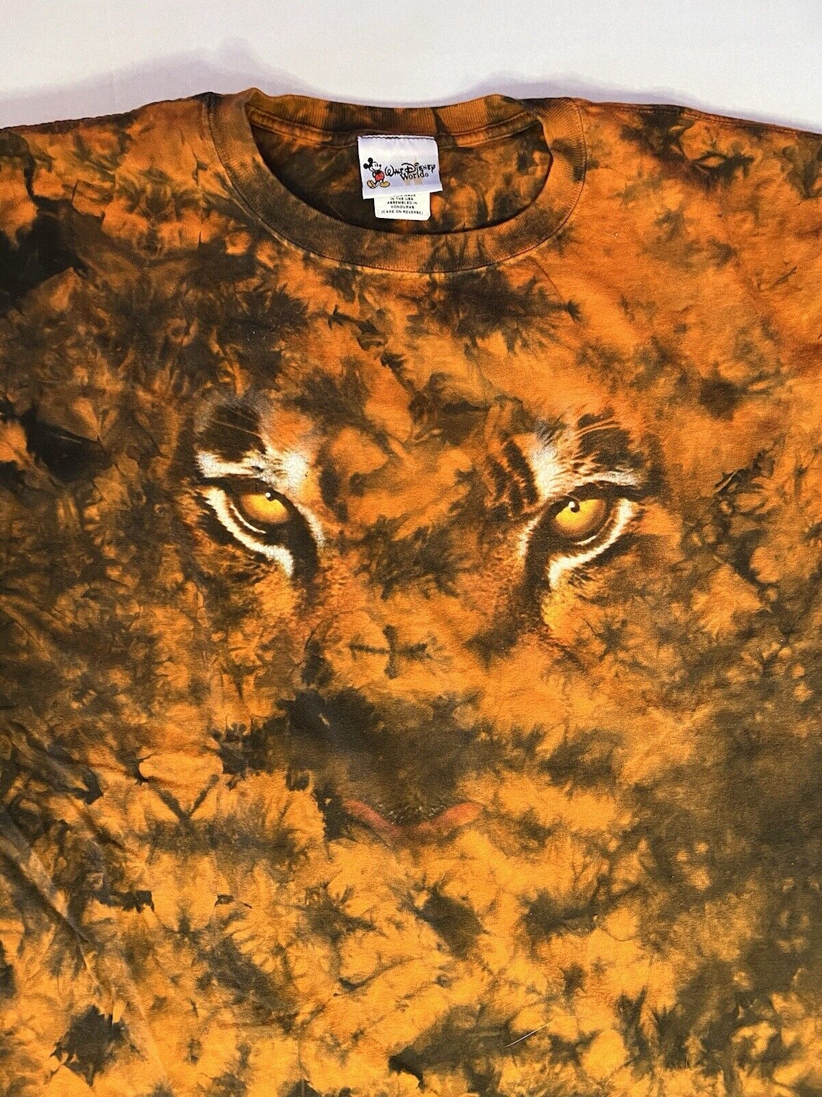 Vintage Disney World Animal Kingdom T Shirt Tie Dye Tiger 90’s Men’s XL Big Cat - thriftgoblin