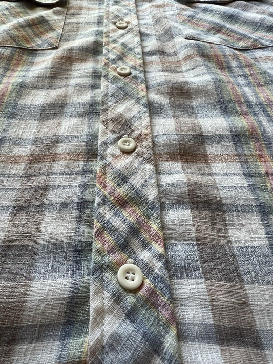 Vintage Meryvn’s Mens Collection Flannel White Thin Polyester Brown Letter 1970 - thriftgoblin