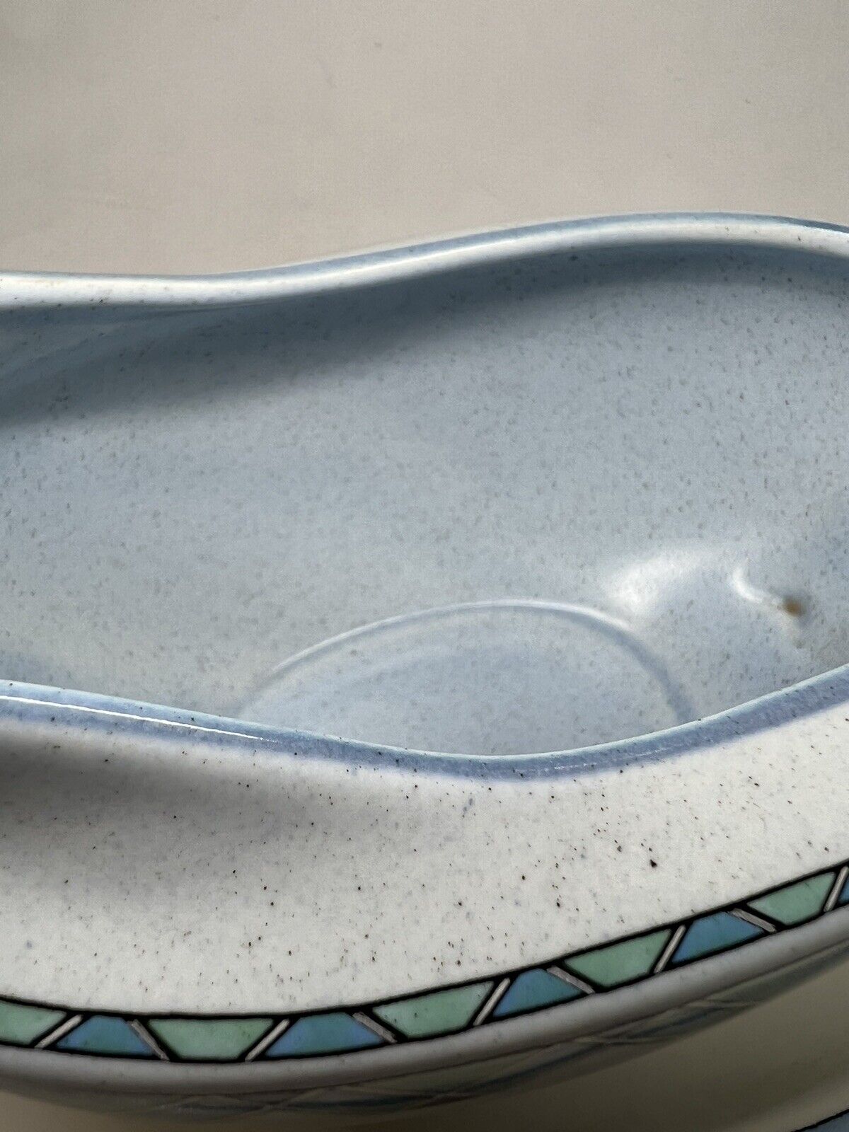 Vintage Mikasa Potters Touch Florenza Gravy Pitcher w/Underplate Blue Speckle - thriftgoblin
