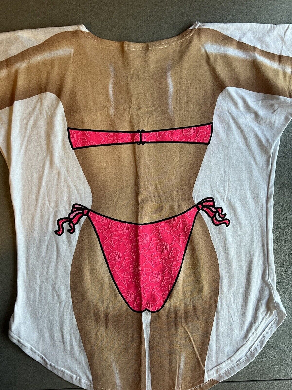 Vintage NEW 90s My Bikini Cover Up T-Shirt LA Imprints One Size Hot Pink Adult - thriftgoblin