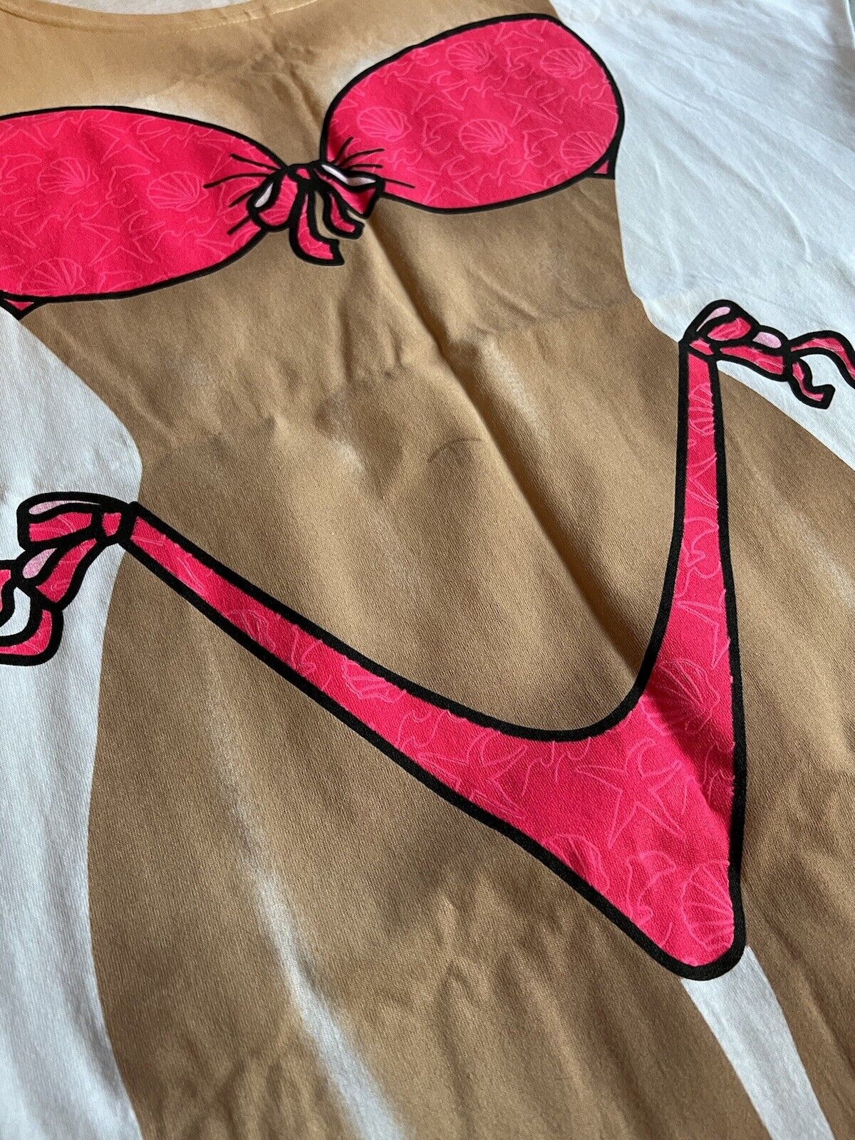 Vintage NEW 90s My Bikini Cover Up T-Shirt LA Imprints One Size Hot Pink Adult - thriftgoblin