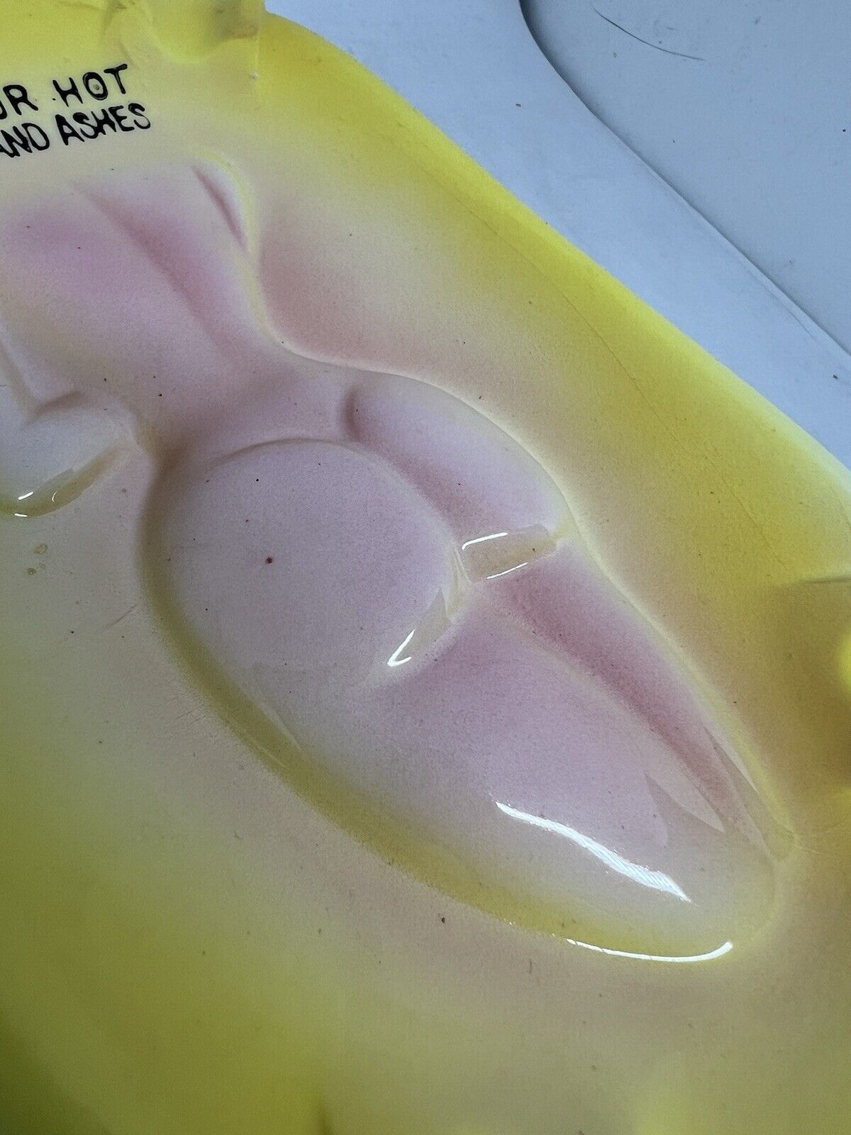 Vintage Nude Lady Turn Me Over Yellow Ashtray For Your Hot Butts And Ashes JAPAN - thriftgoblin