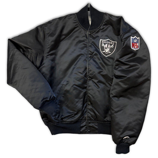 Vintage Oakland Raiders NFL Reversible Jacket Mens XLarge Starter Satin Bomber - thriftgoblin