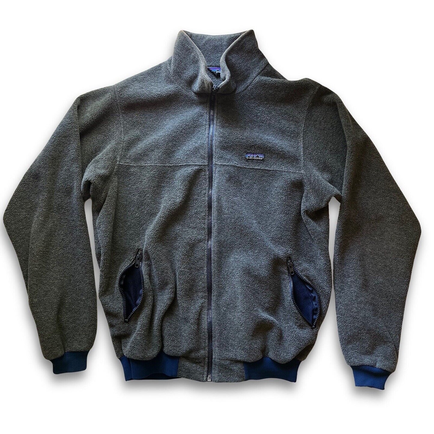 VINTAGE Patagonia Jacket Womens XL Grey Fleece Sweater Full Zip USA - thriftgoblin