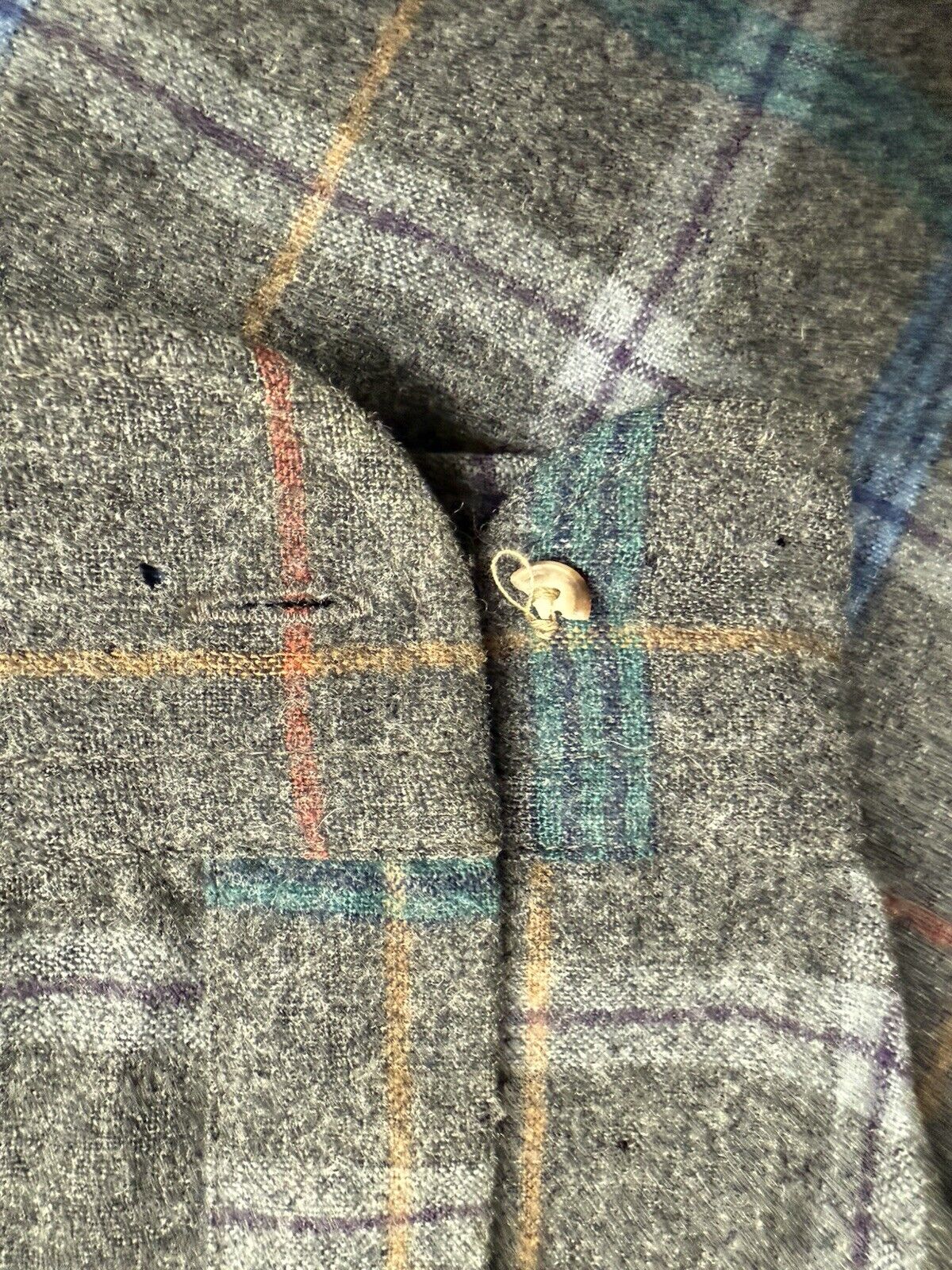 Vintage Pendleton Flannel Shirt Men Grey Pin Stripe Wool Plaid Large Pocket USA - thriftgoblin