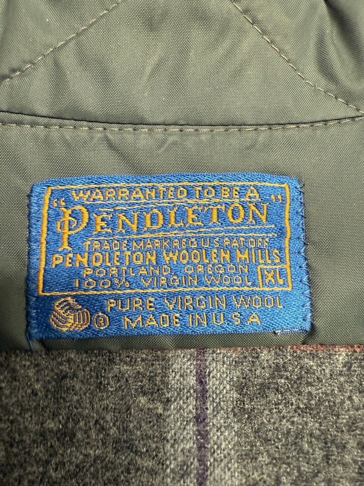 Vintage Pendleton Flannel Shirt Men Grey Pin Stripe Wool Plaid Large Pocket USA - thriftgoblin