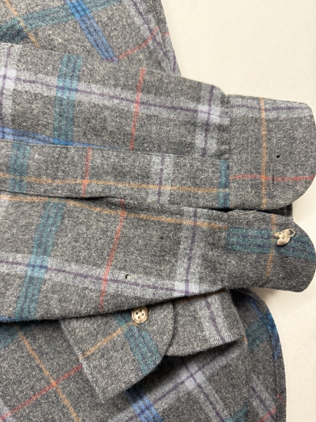 Vintage Pendleton Flannel Shirt Men Grey Pin Stripe Wool Plaid Large Pocket USA - thriftgoblin