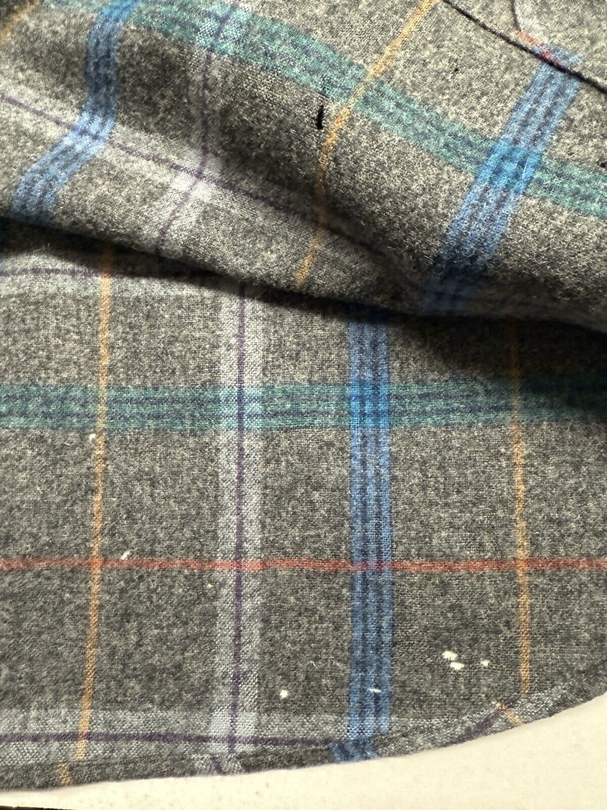 Vintage Pendleton Flannel Shirt Men Grey Pin Stripe Wool Plaid Large Pocket USA - thriftgoblin