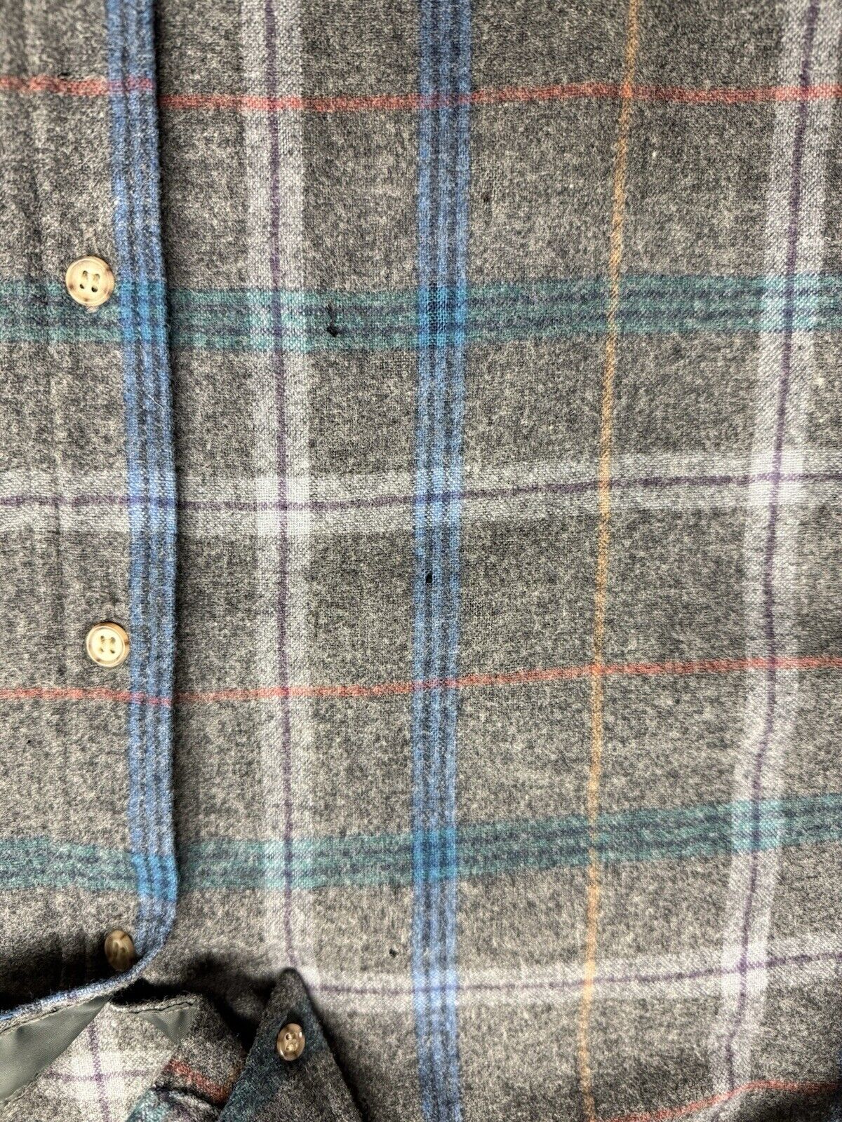Vintage Pendleton Flannel Shirt Men Grey Pin Stripe Wool Plaid Large Pocket USA - thriftgoblin
