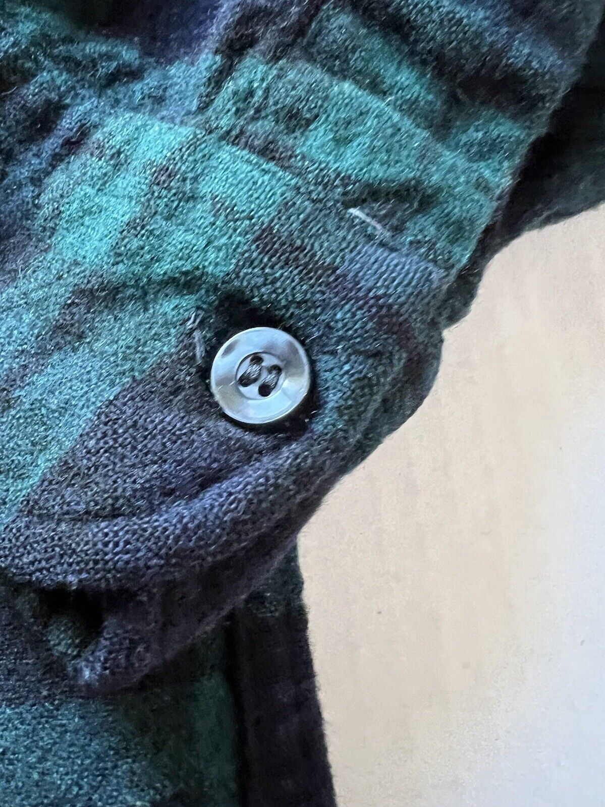 Vintage Pendleton Flannel Shirt Mens Blue Green Wool Plaid Small USA - thriftgoblin