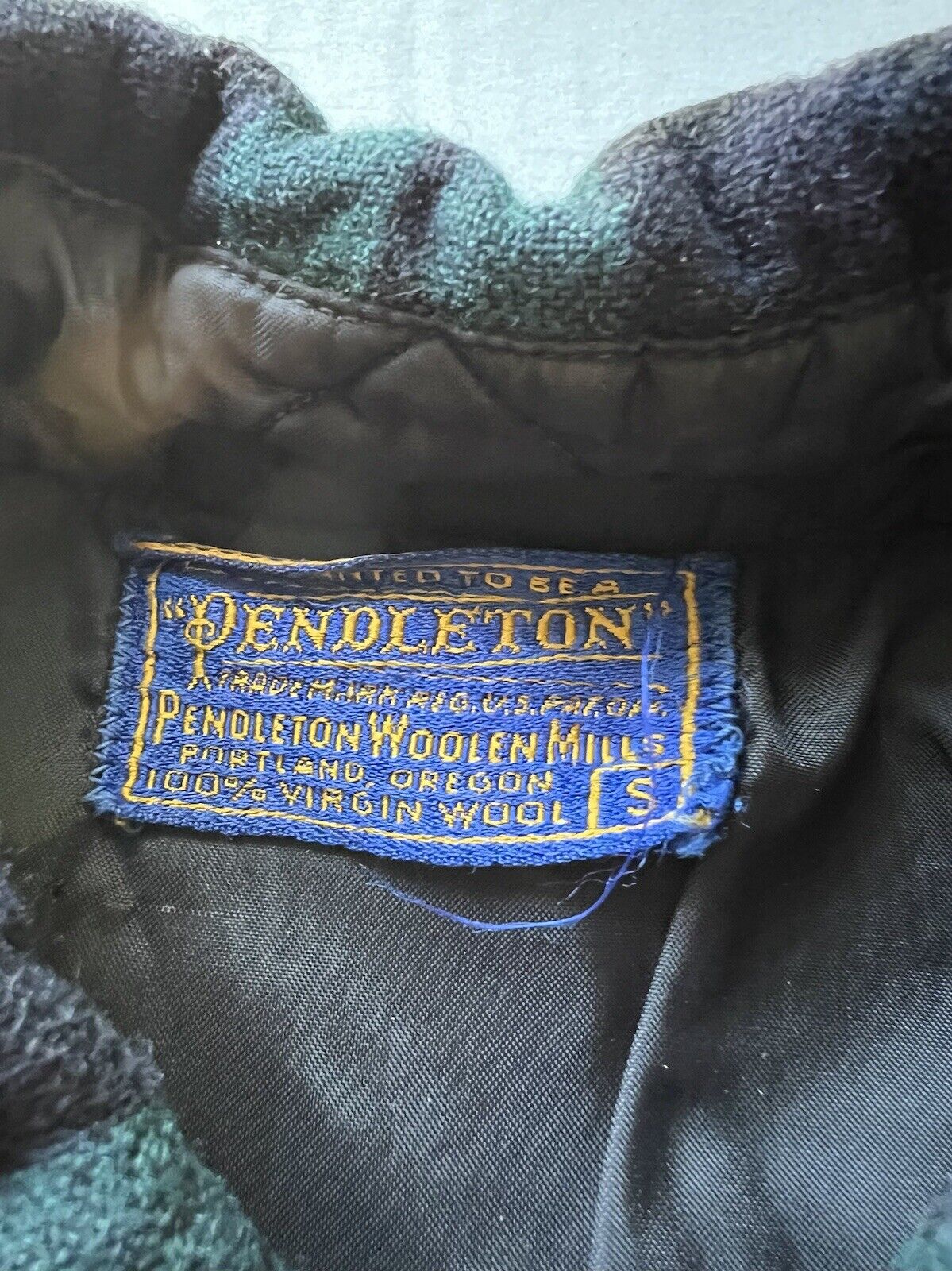 Vintage Pendleton Flannel Shirt Mens Blue Green Wool Plaid Small USA - thriftgoblin