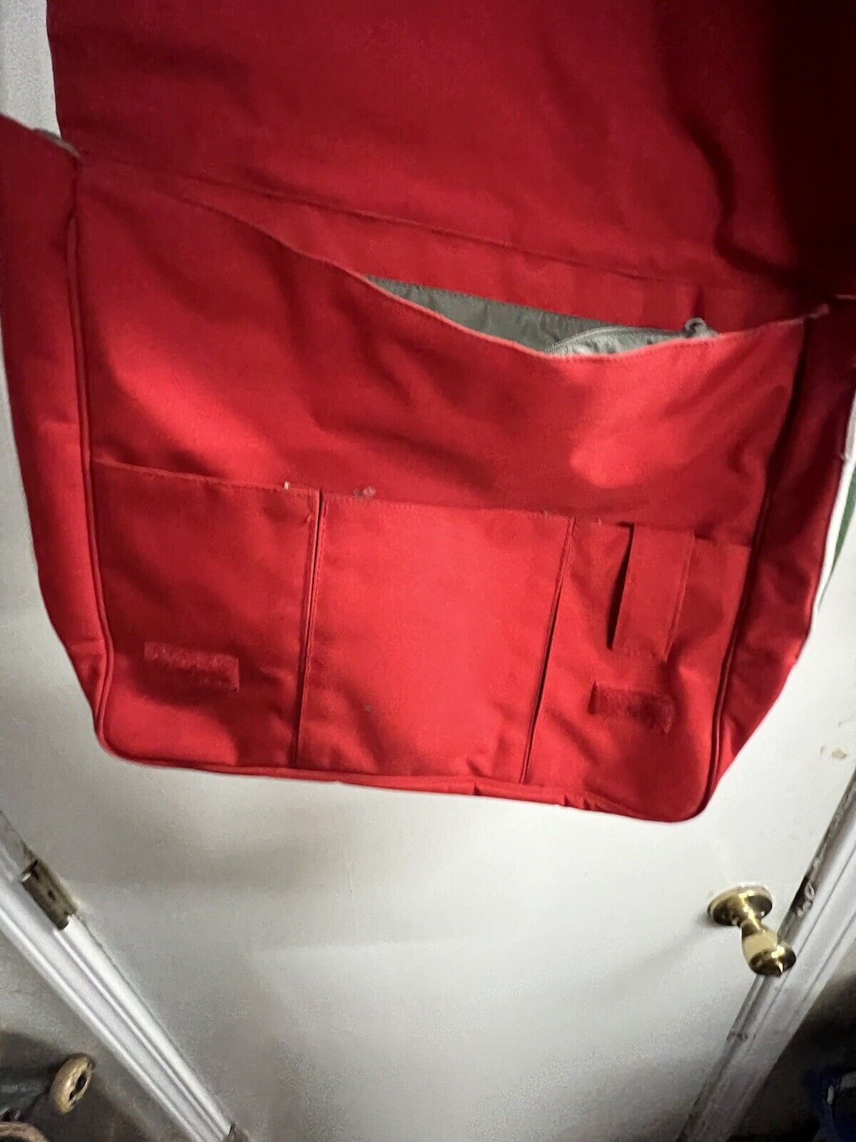 Vintage Red LACOSTE L71 Green Straps Medium MESSENGER BAG Casual 8 School Rare - thriftgoblin
