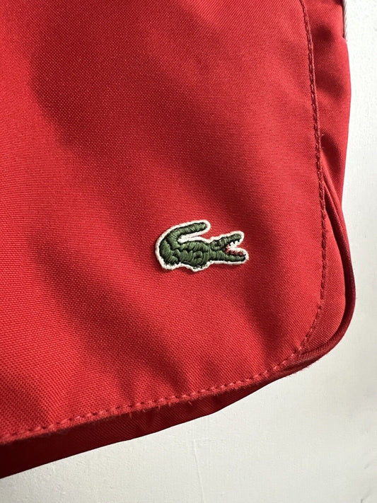 Vintage Red LACOSTE L71 Green Straps Medium MESSENGER BAG Casual 8 School Rare - thriftgoblin
