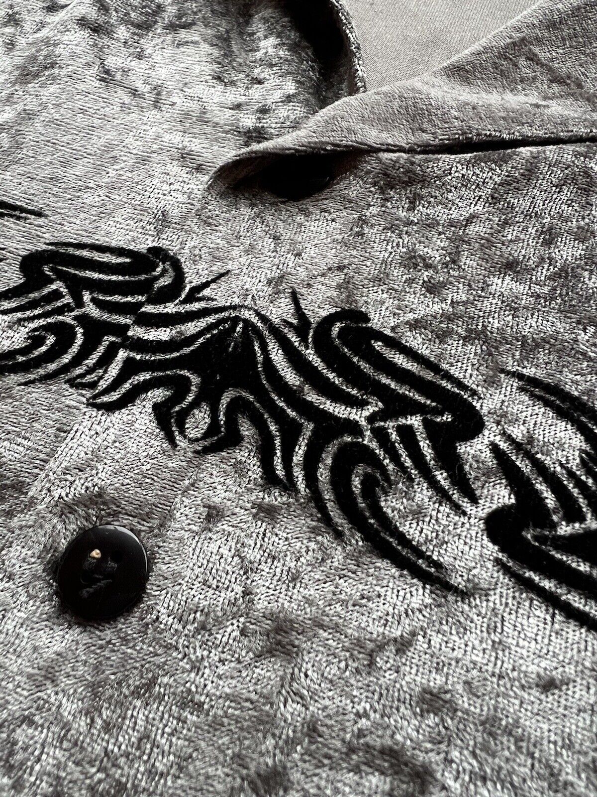 Vintage Rider Wear Tribal Silver Shiny Mens Polo Shirt Cybercigilism USA. Skate - thriftgoblin