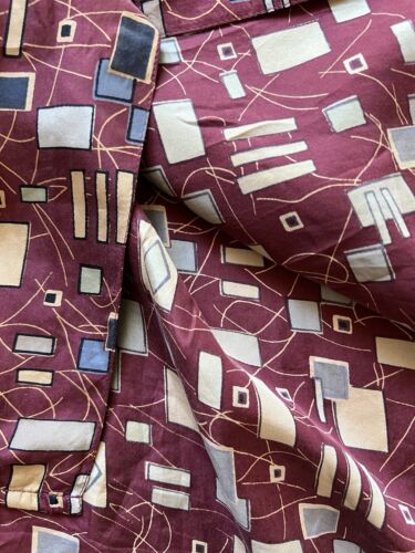 Vintage Robert Stock SILK THIN Shirt Mens XL Square Red Geometric Light Summer - thriftgoblin