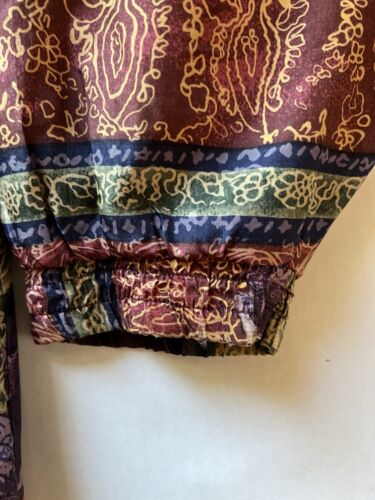 Vintage Robert Stock Silk Windbreaker Jacket Womens Medium Red Paisley Full Zip - thriftgoblin