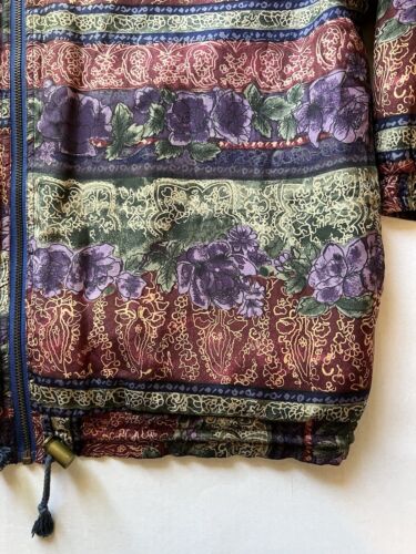 Vintage Robert Stock Silk Windbreaker Jacket Womens Medium Red Paisley Full Zip - thriftgoblin