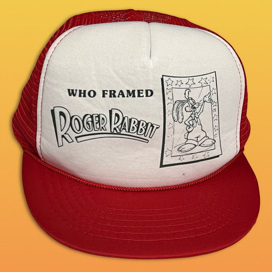 Vintage Roger Rabbit Who Framed? Red Trucker Hat Snapback Disney Headmost - thriftgoblin