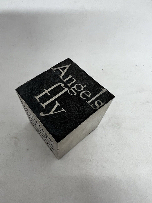 Vintage V+K Pewter Angels Fly Paperweight Vilmain & Klinger 10 oz Metal Office - thriftgoblin