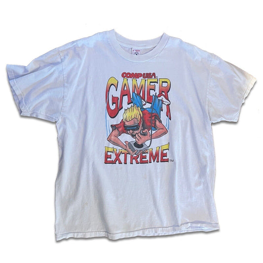 Vintage VTG COMP USA Gamer Extreme VIDEO GAME Shirt XL Retro White T-Shirt - thriftgoblin