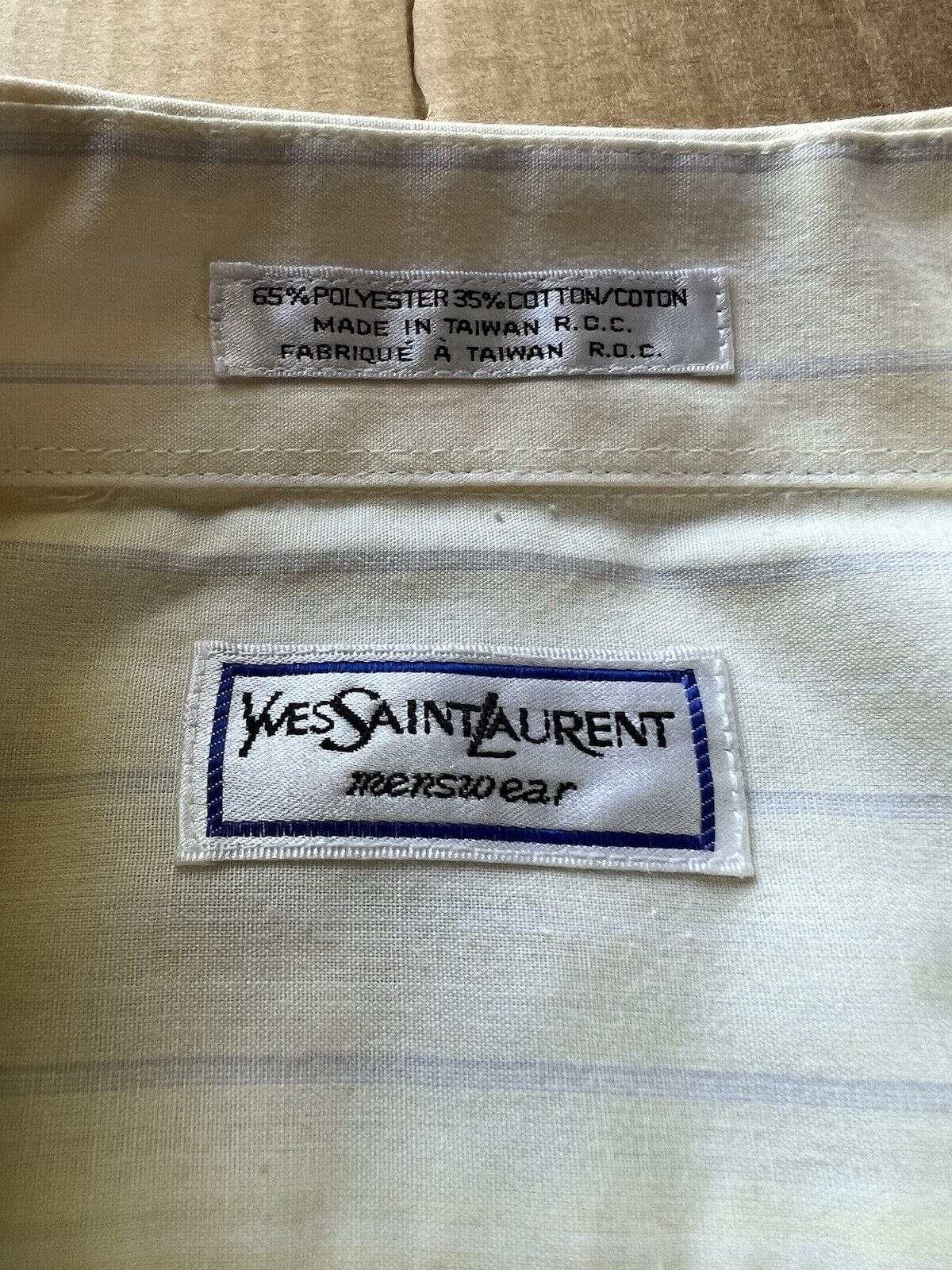 VINTAGE Yves Saint Laurent Shirt Mens 16.5 34 - 35 Solid Button Up Formal YSL - thriftgoblin