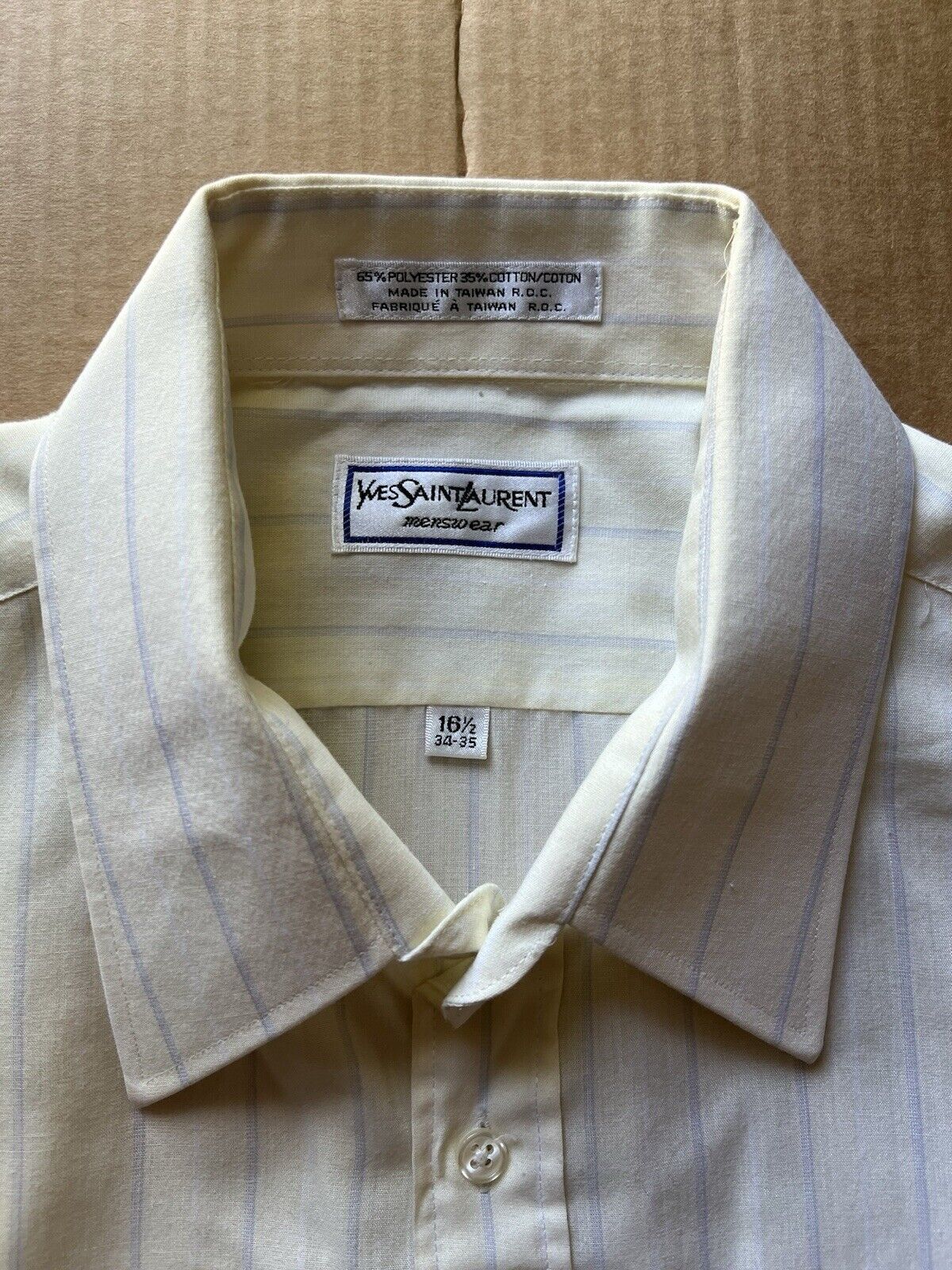 VINTAGE Yves Saint Laurent Shirt Mens 16.5 34 - 35 Solid Button Up Formal YSL - thriftgoblin