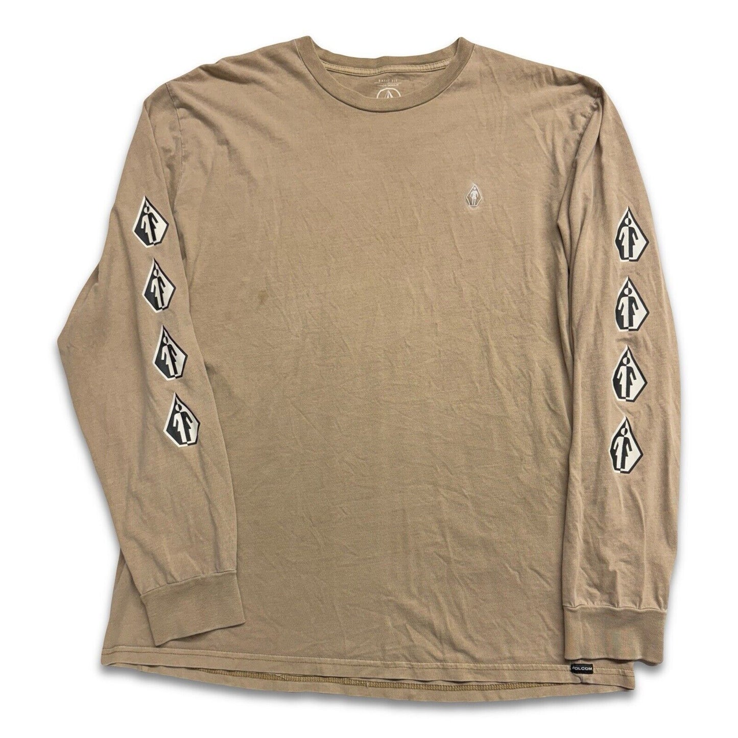 Volcom x Girl Skateboards Deadly Girl Collab Long Sleeve T-Shirt Tee Tan L - thriftgoblin