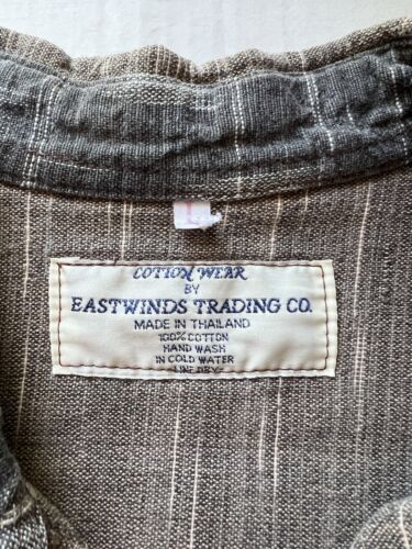 VTG East Winds Trading Co Cotton Wear Mens Button Up Brown Medium Ikat Pattern - thriftgoblin