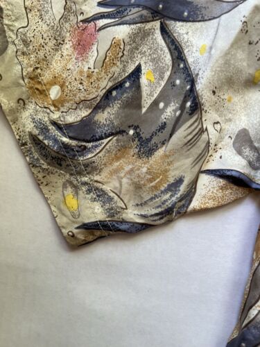 Vtg One 800 THIN Sheer Aquatic Shirt Mens M Multicolor 100% Silk Short Sleeve - thriftgoblin