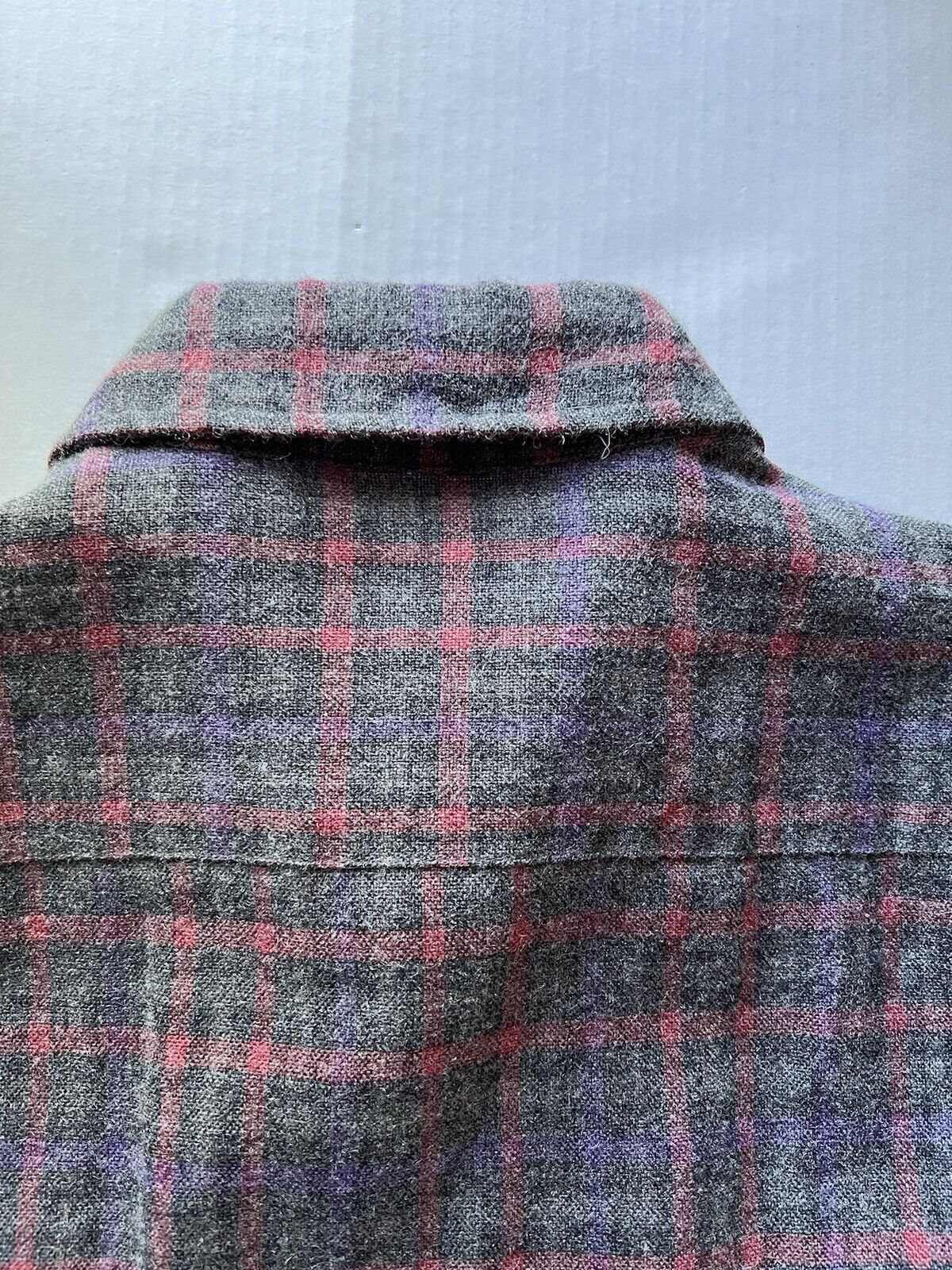 VTG Sears Roebuck Co. Single Needle Tailoring Plaid Gray Flannel Shirt Large - thriftgoblin