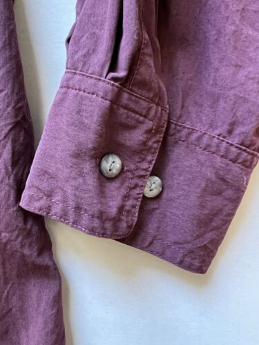 VTG Zeidler & Zeidler Silk Button Up Shirt Men's XL Red Collarless Long Sleeves - thriftgoblin