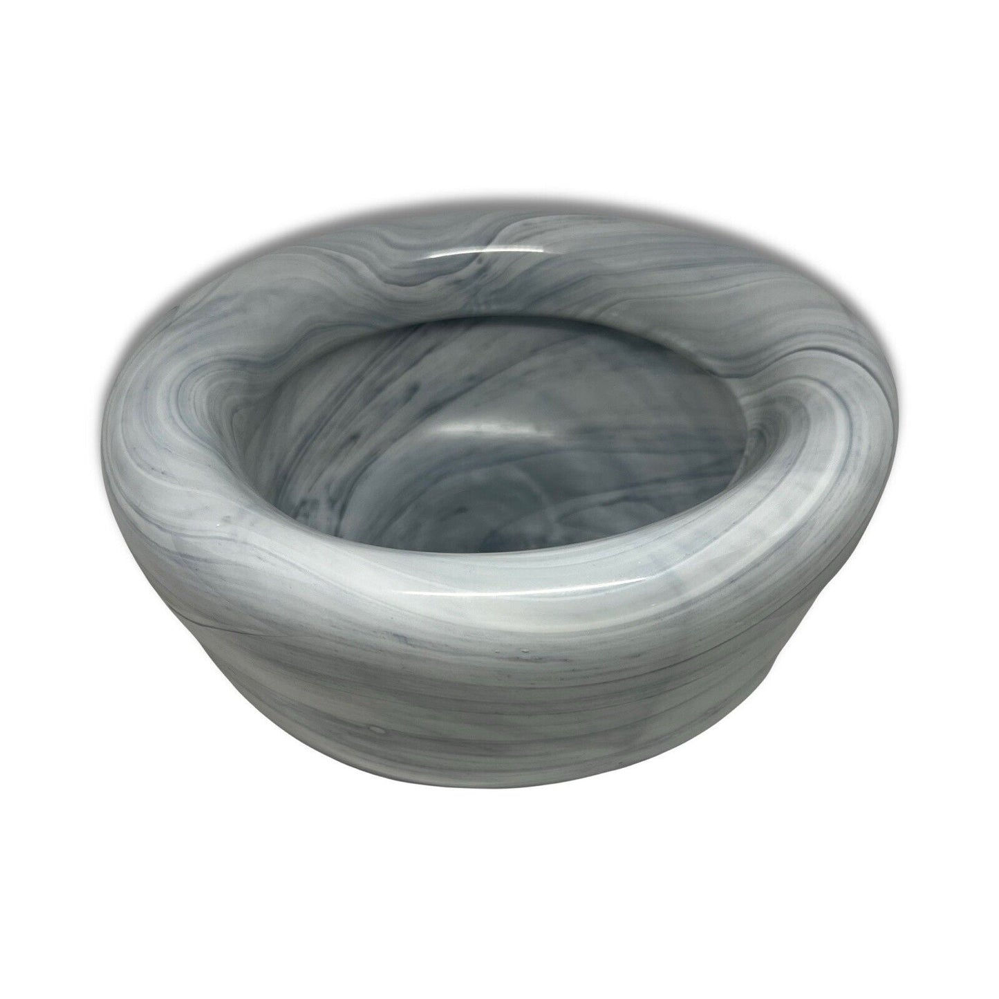 West Elm Small Marble WHT Bowl Decorative Tray Catch all Decor White Blue Swirl - thriftgoblin