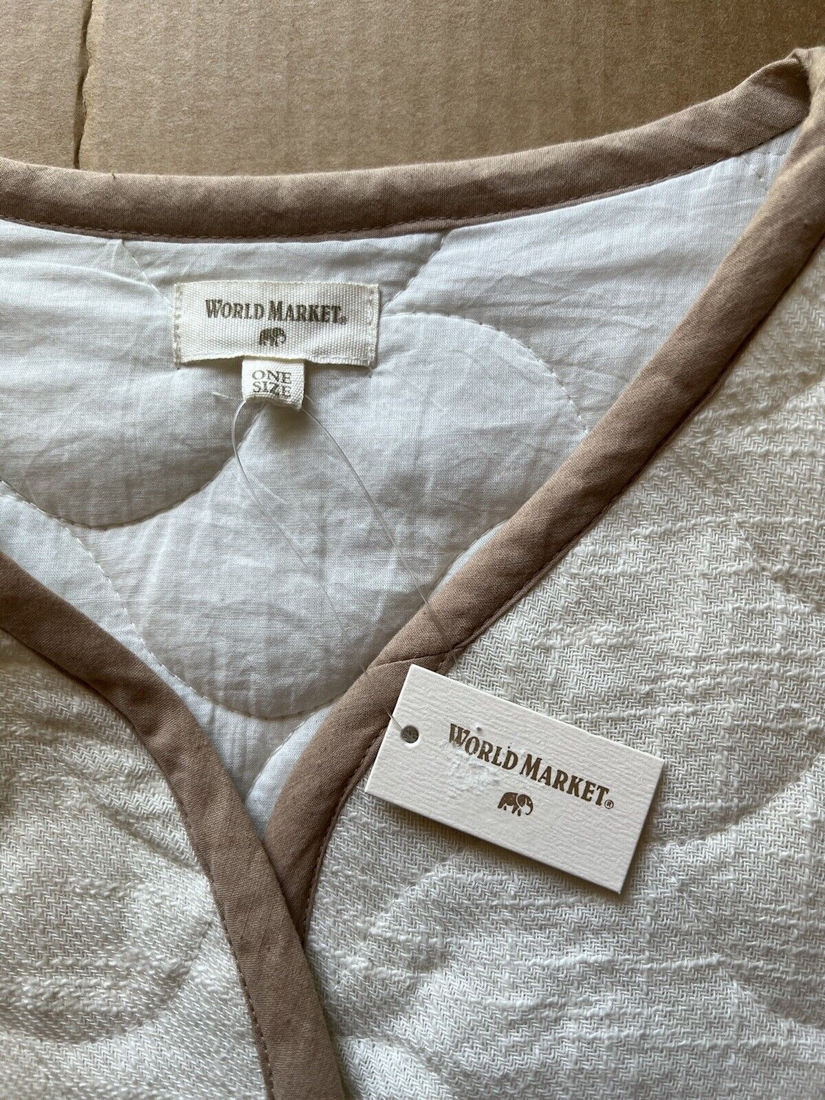 World Market Cream Quilted Button Up Jacket Womens One Size. Fall Collection. - thriftgoblin