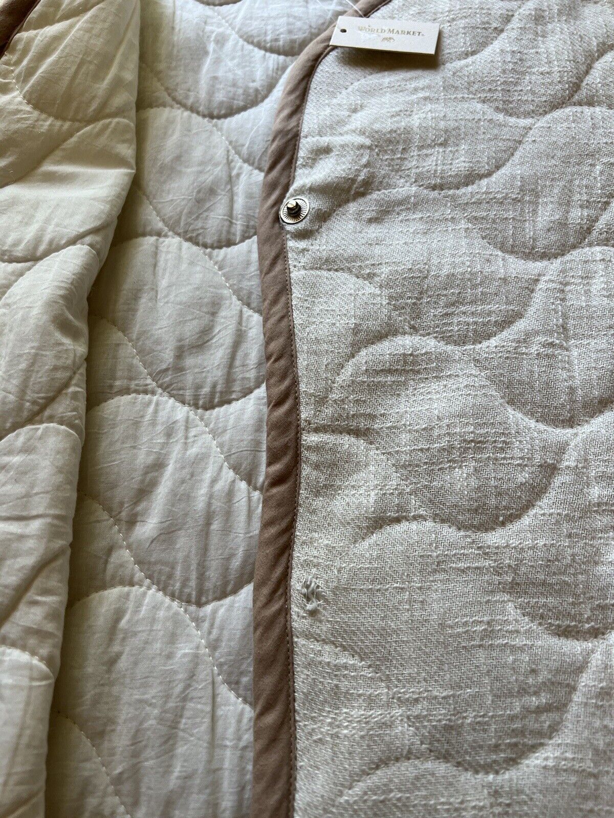 World Market Cream Quilted Button Up Jacket Womens One Size. Fall Collection. - thriftgoblin