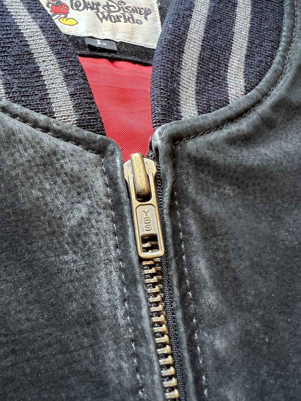 Y2K Disney World Cast Member Sorcerer Mickey Suede Letterman L Jacket Disneyana - thriftgoblin