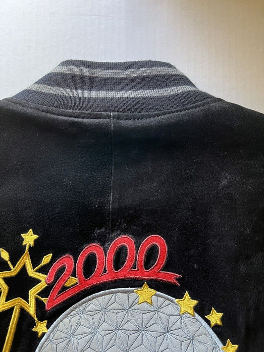 Y2K Disney World Cast Member Sorcerer Mickey Suede Letterman XL Jacket Disneyana - thriftgoblin