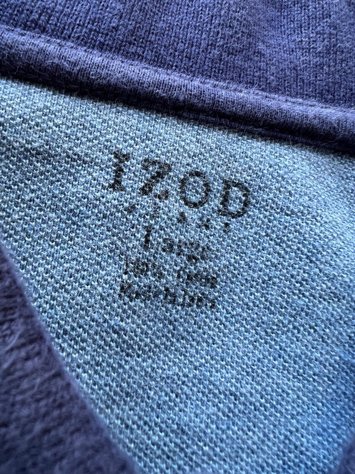 Y2K Izod Rugby Polo Mens L Striped Retro Varsity Long Sleeve Striped Blue Jeans - thriftgoblin