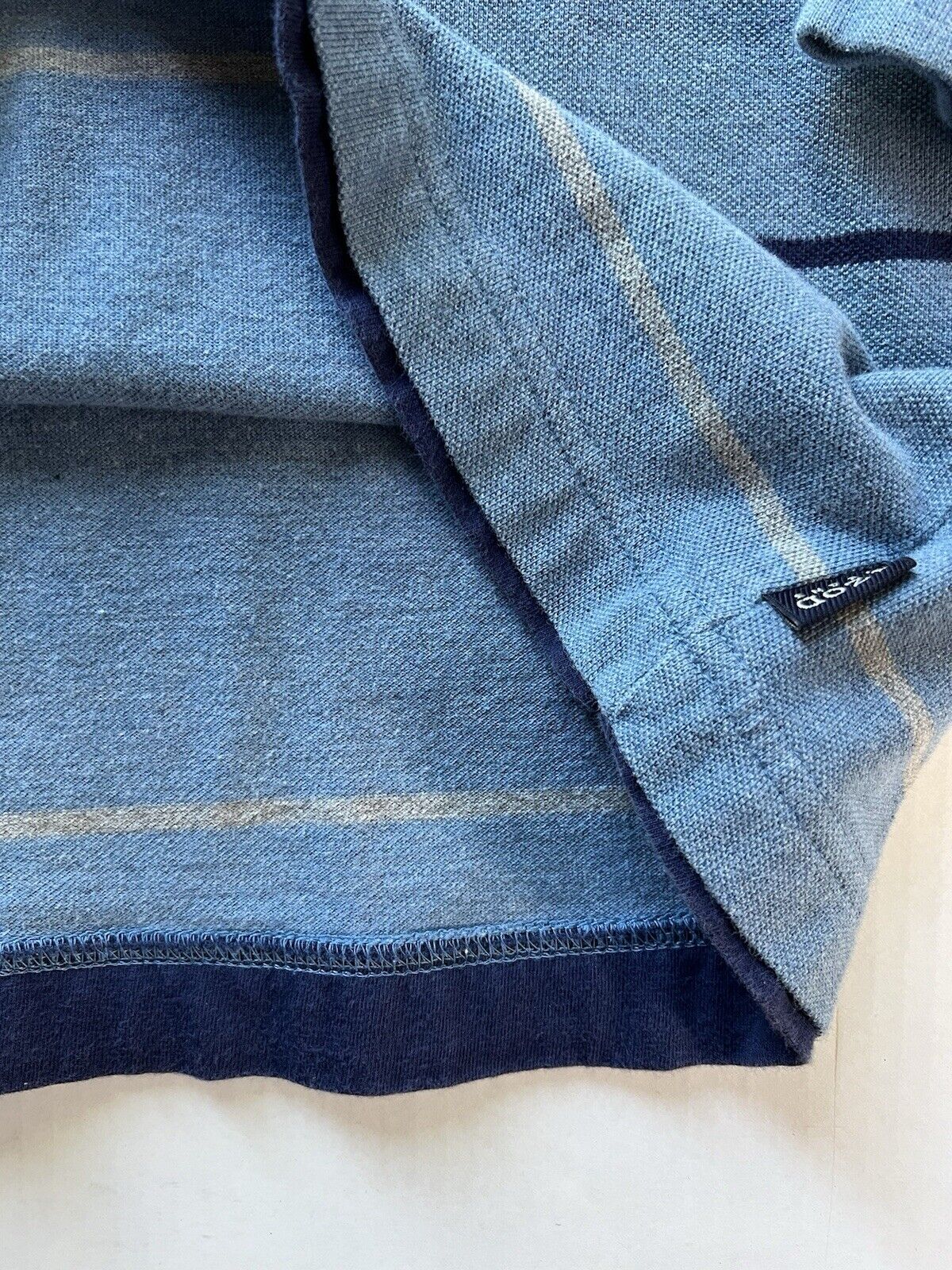 Y2K Izod Rugby Polo Mens L Striped Retro Varsity Long Sleeve Striped Blue Jeans - thriftgoblin