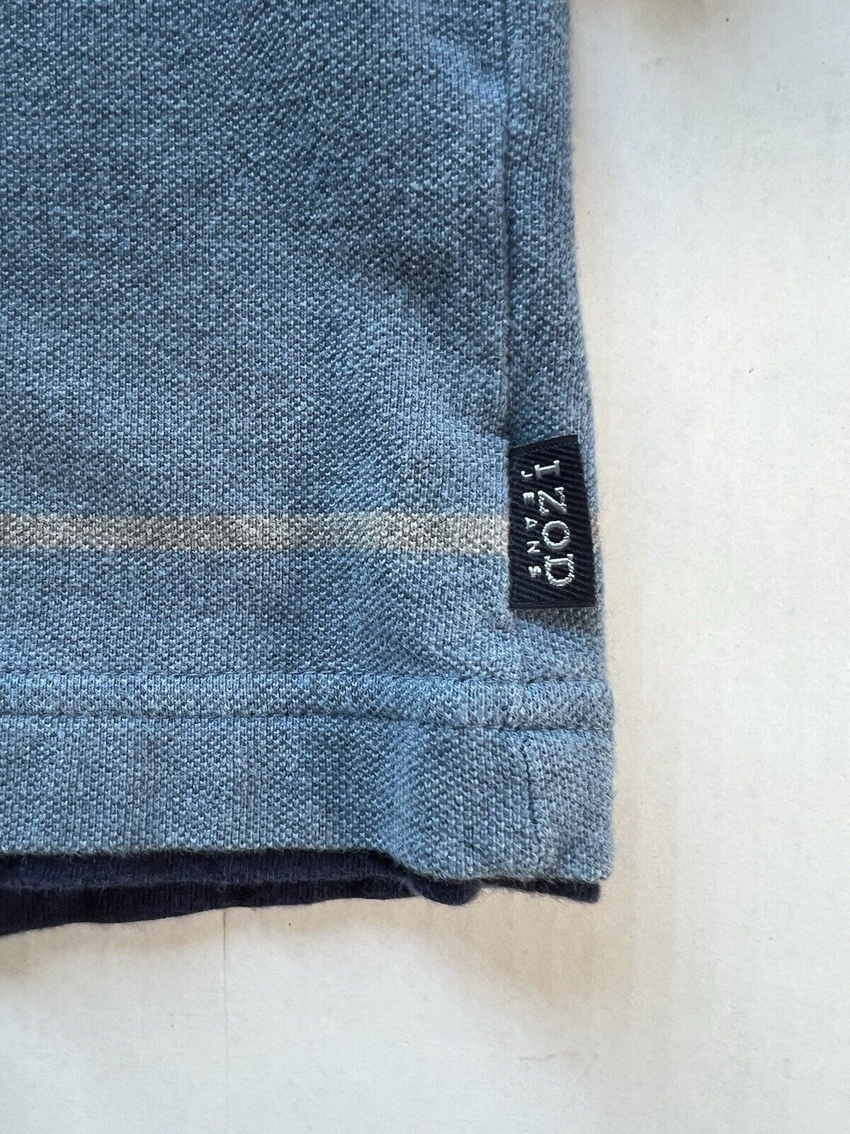 Y2K Izod Rugby Polo Mens L Striped Retro Varsity Long Sleeve Striped Blue Jeans - thriftgoblin