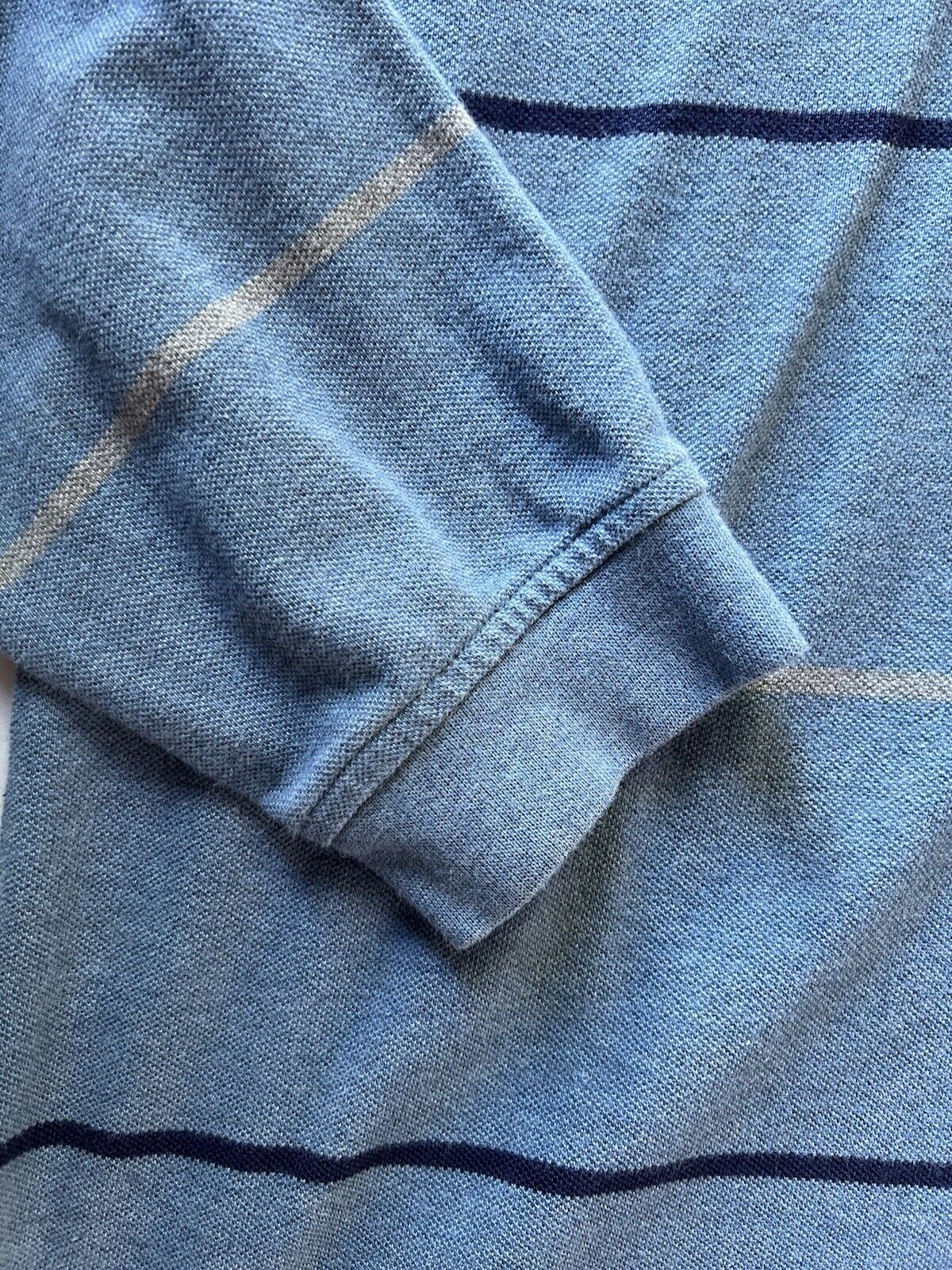 Y2K Izod Rugby Polo Mens L Striped Retro Varsity Long Sleeve Striped Blue Jeans - thriftgoblin