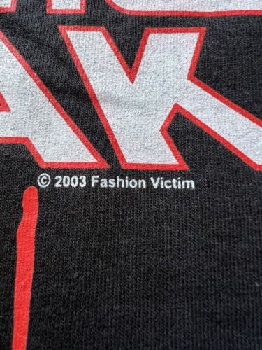 Y2K NEW Anime Freak 2003 Fashion Victim Mens M Faded Spell Out T-Shirt Black - thriftgoblin
