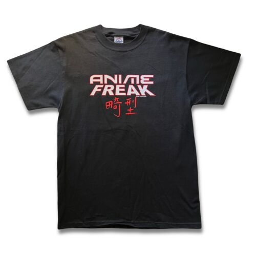 Y2K NEW Anime Freak 2003 Fashion Victim Mens M Faded Spell Out T-Shirt Black - thriftgoblin