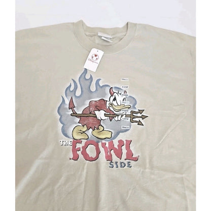 Disney Store Exclusive Donald Duck The Fowl Side Devil Tee Y2K NWT Tan XL Rare