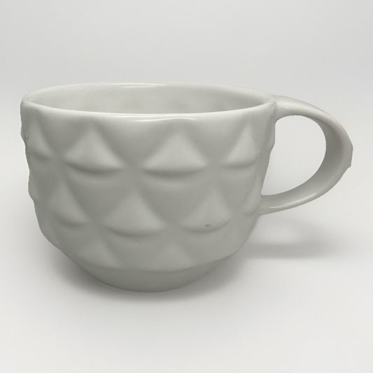 2013 Starbucks Coffee Mug Bone China White Faceted Scales Geometric Pattern 14oz