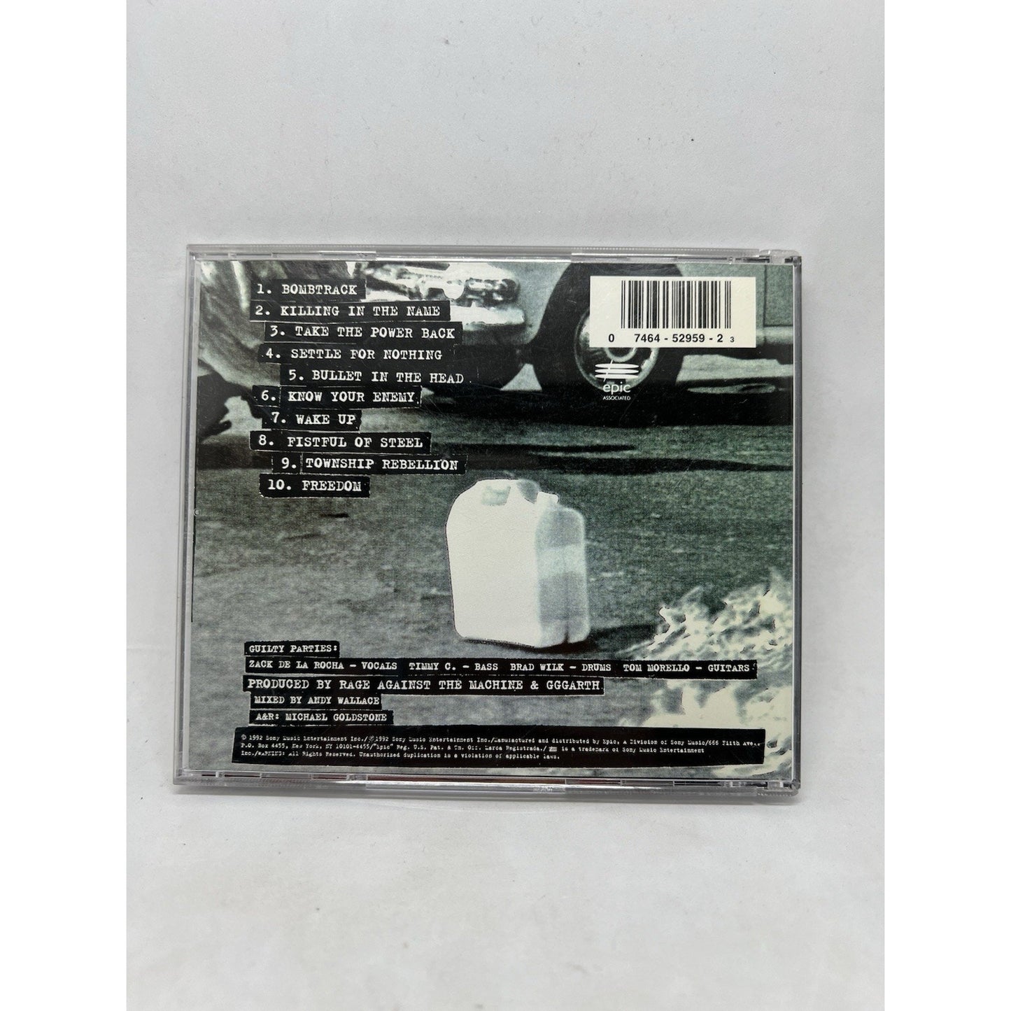 Rage Against The Machine CD Self-Titled Album 1992 Epic Records Clean Disc