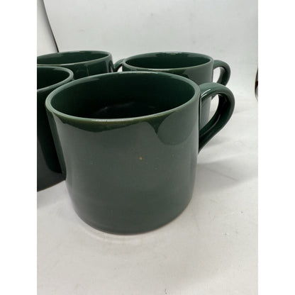 Eddie Bauer Mugs Set of 6 Solid Green 3 1/2" Made in Japan Camping Diner Retro